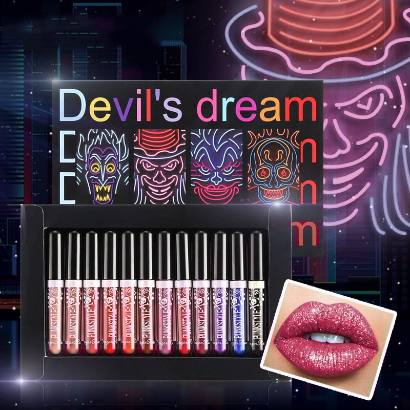 12Pcs Long Lasting Liquid Lipstick Set for Halloween