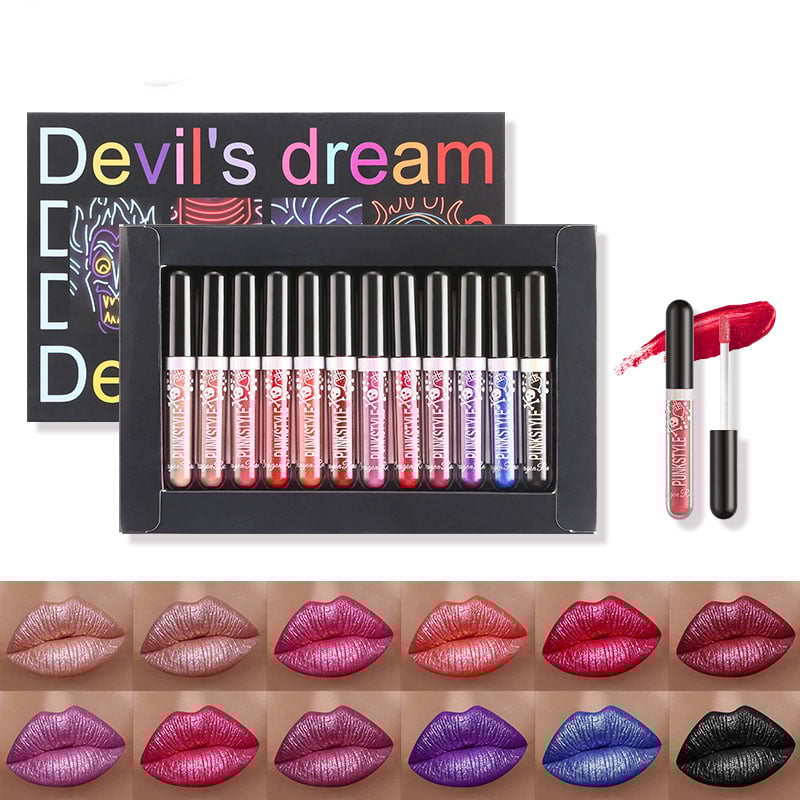 12Pcs Long Lasting Liquid Lipstick Set for Halloween